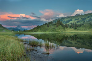 Kalbelesee, Biberkopf, clouds, mirroring Kalbelesee, Biberkopf, clouds, mirroring